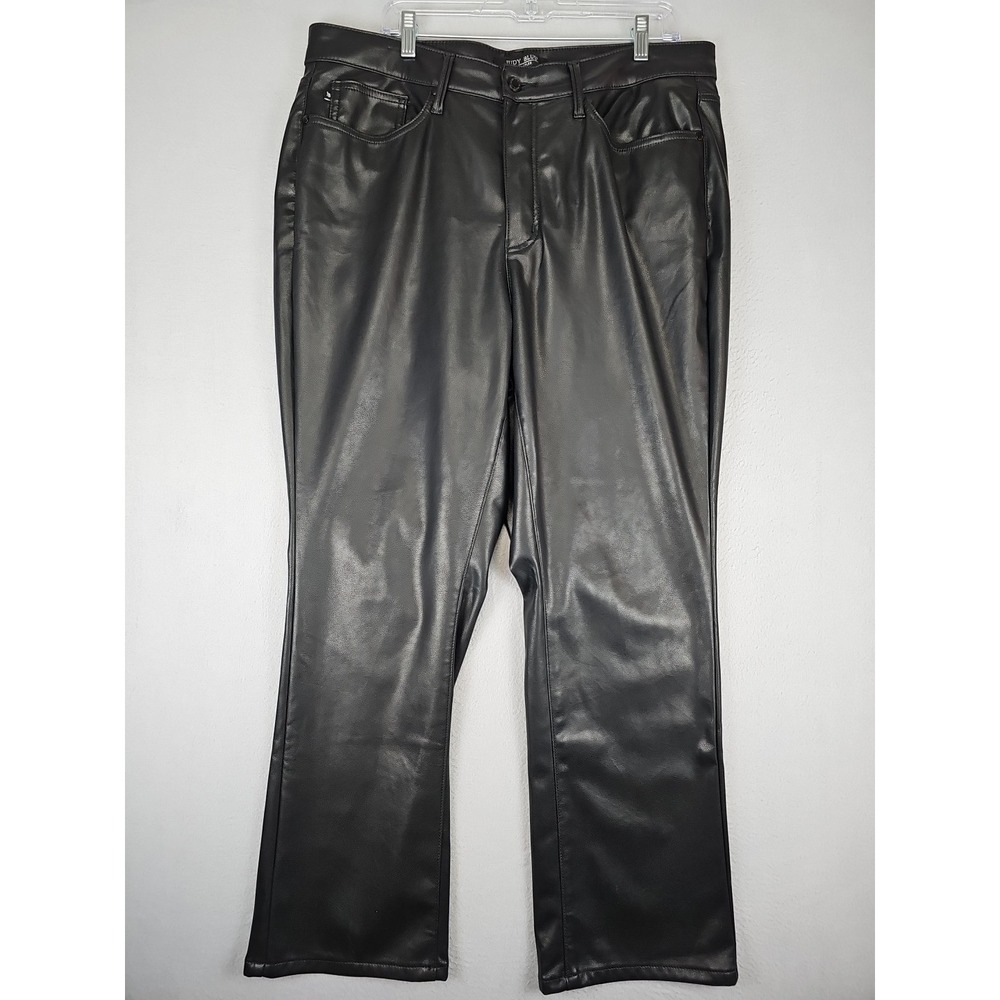 Judy Blue Faux Leather Pants 18W 38x29 Black Straight Leg‎ Tummy Control JB88755